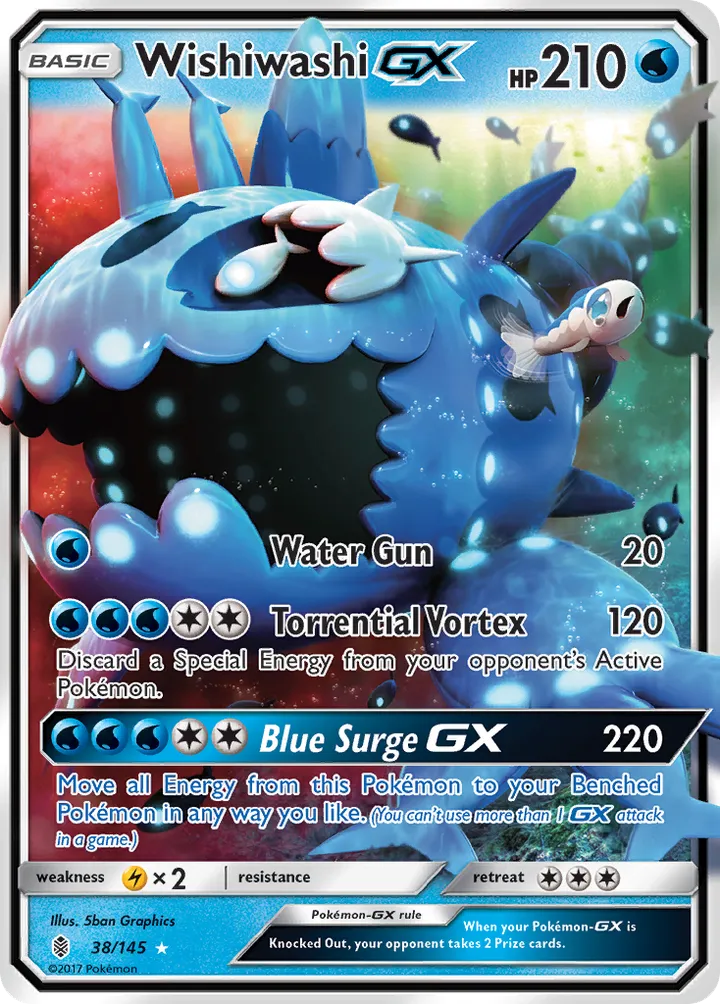 Sun & Moon—Guardians Rising 영어판 Wishiwashi-GX 38 카드 앞면