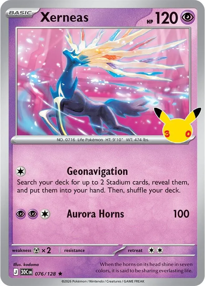 Pokémon TCG: 30th Celebration 英語版 Xerneas 76 カード表面