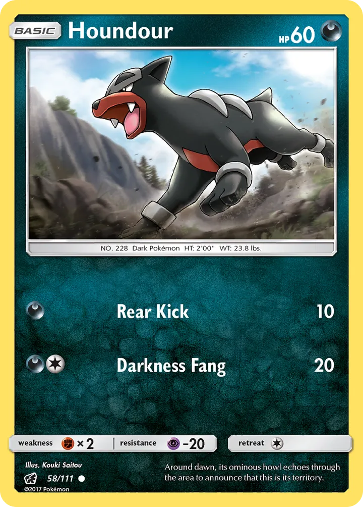Sun & Moon—Crimson Invasion 영어판 Houndour 58 카드 앞면