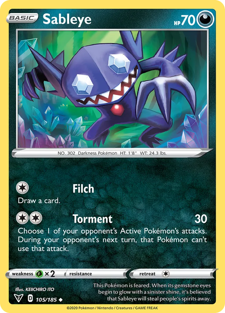 Sword & Shield—Vivid Voltage 영어판 Sableye 105 카드 앞면