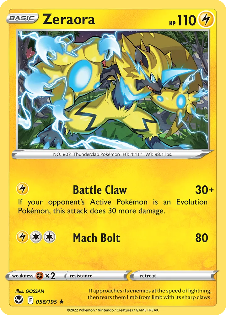 Sword & Shield—Silver Tempest 영어판 Zeraora 56 카드 앞면