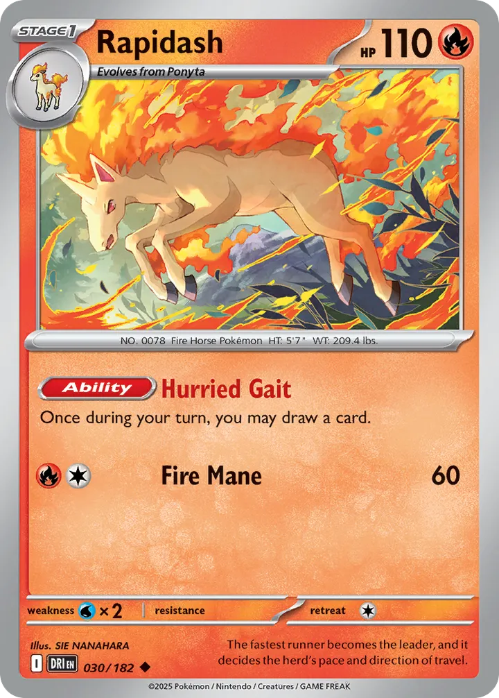 Scarlet & Violet—Destined Rivals 영어판 Rapidash 30 카드 앞면