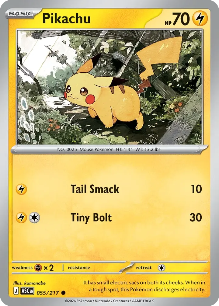Mega Evolution—Ascended Heroes 英語版 Pikachu 55 カード表面