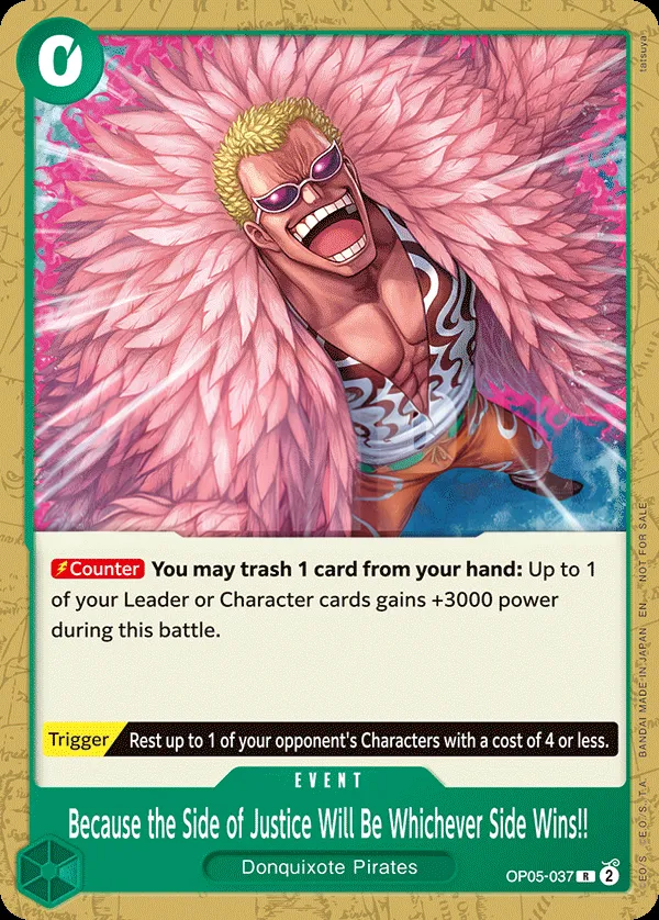 Awakening of the New Era 英語版 Because the Side of Justice Will Be Whichever Side Wins!! OP05-037 · パラレル カード表面