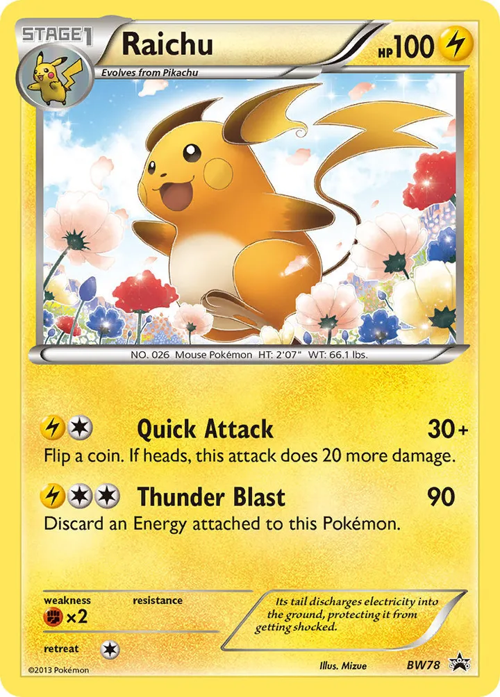 BW Black Star Promos 영어판 Raichu BW78 카드 앞면