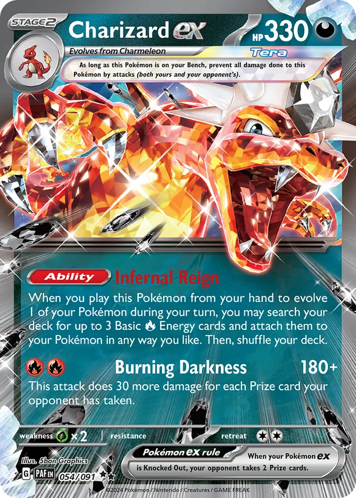 Scarlet & Violet—Paldean Fates 英語版 Charizard ex 54 カード表面