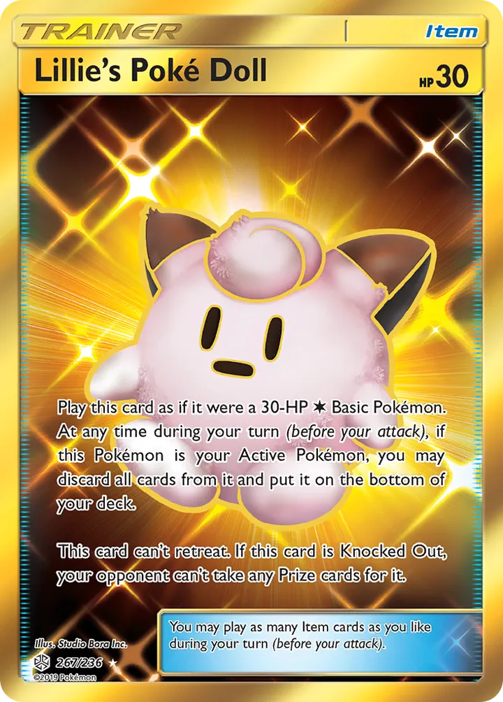 Front of Lillie's Poké Doll 267, Sun & Moon—Cosmic Eclipse English