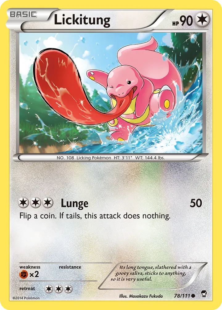 XY—Furious Fists 영어판 Lickitung 78 카드 앞면