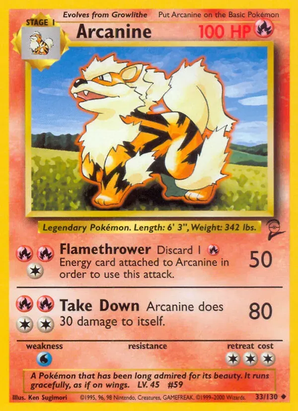 Base Set 2 영어판 Arcanine 33 카드 앞면