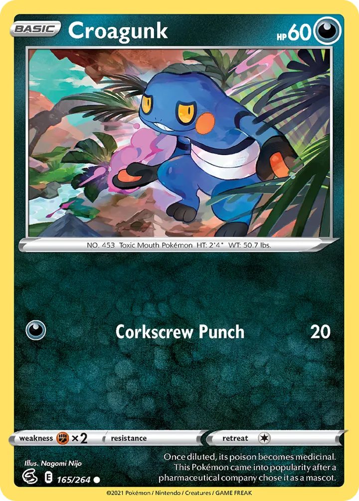 Sword & Shield—Fusion Strike 영어판 Croagunk 165 카드 앞면