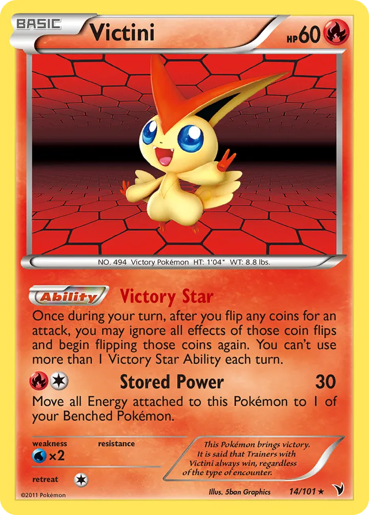 Black & White—Noble Victories 영어판 Victini 14 카드 앞면