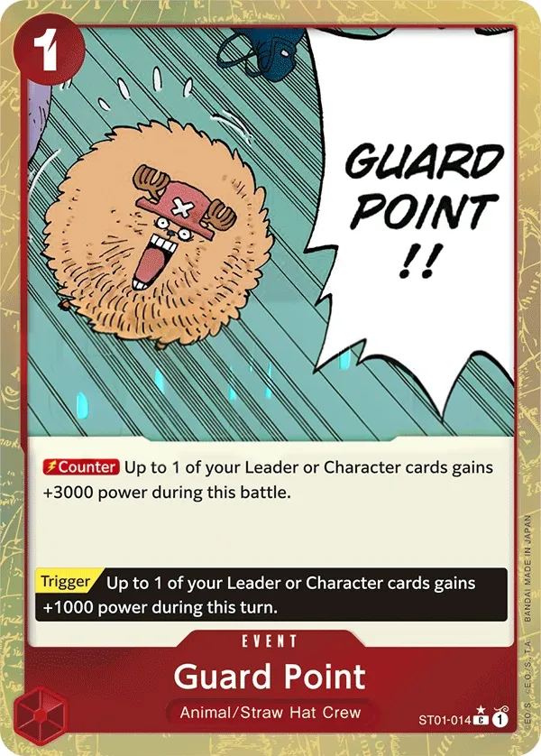 Straw Hat Crew 英語版 Guard Point ST01-014 · パラレル 3 カード表面
