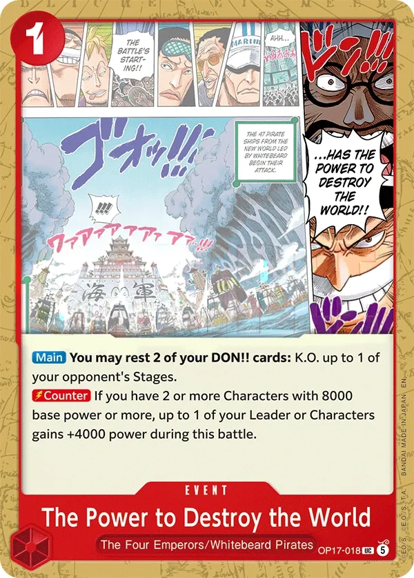 The World's Strongest Warriors 英語版 The Power to Destroy the World OP17-018 カード表面