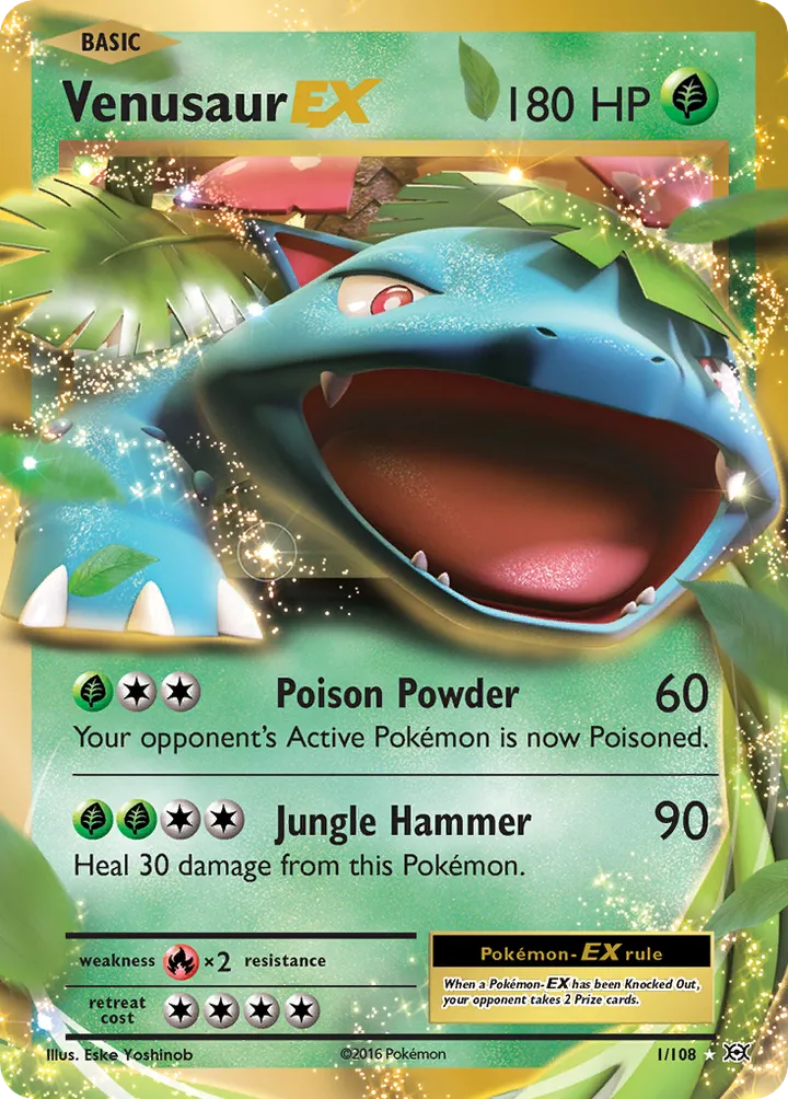 XY—Evolutions 英語版 Venusaur-EX 1 カード表面