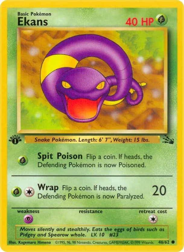 Fossil 英語版 Ekans 46 カード表面
