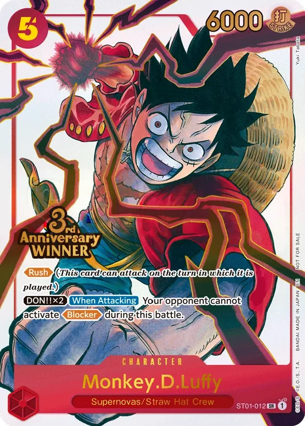 Straw Hat Crew 英語版 Monkey.D.Luffy ST01-012 · パラレル 6 カード表面