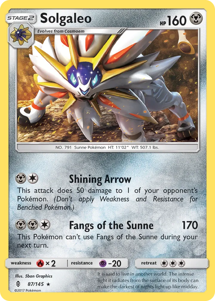 Sun & Moon—Guardians Rising 영어판 Solgaleo 87 카드 앞면