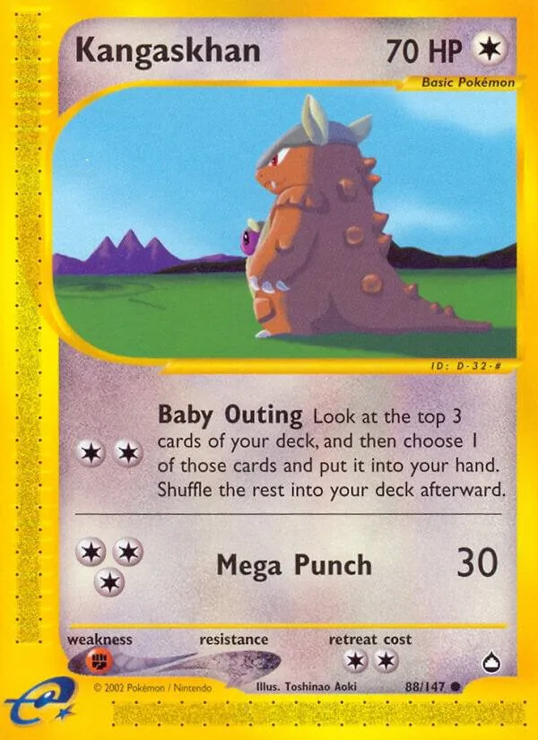 Aquapolis 영어판 Kangaskhan 88 카드 앞면