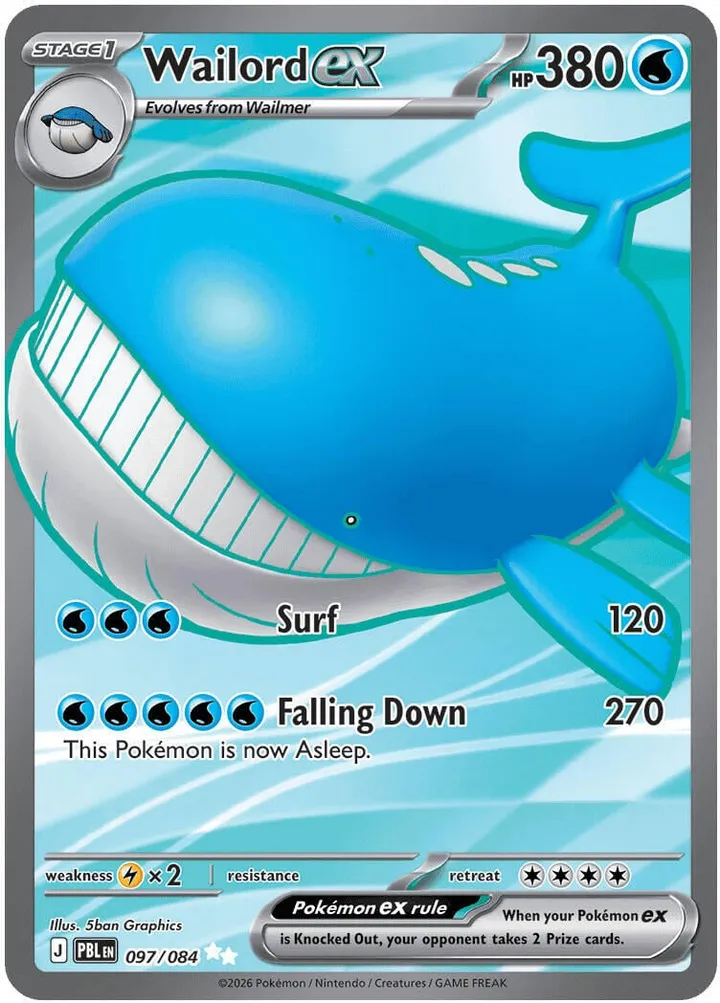 Mega Evolution—Pitch Black 영어판 Wailord ex 97 카드 앞면