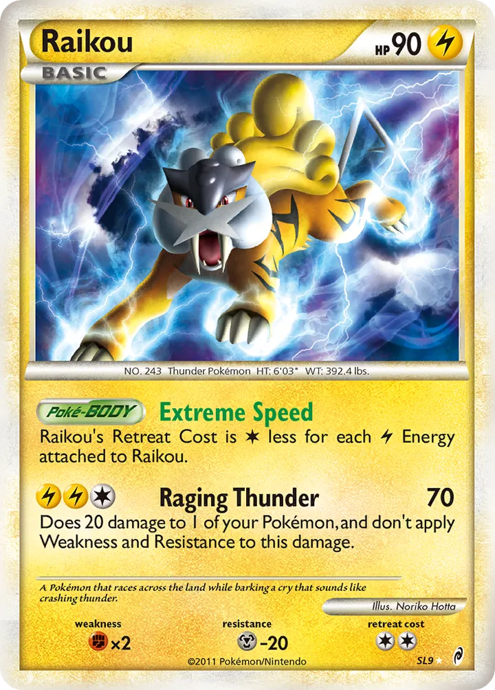 Pokémon TCG: Call of Legends 영어판 Raikou SL9 카드 앞면