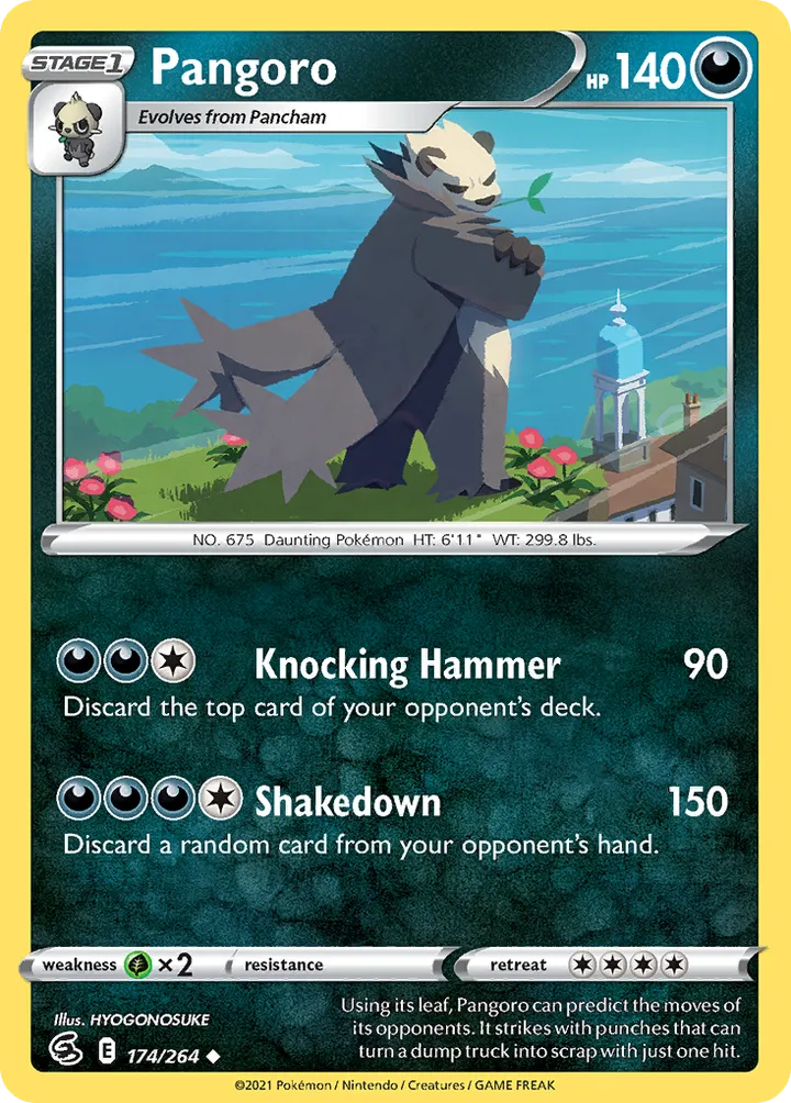 Sword & Shield—Fusion Strike 영어판 Pangoro 174 카드 앞면
