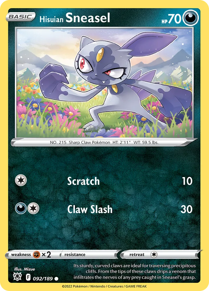 Front of Hisuian Sneasel 92, Sword & Shield—Astral Radiance English