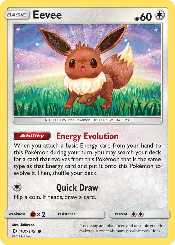 Sun & Moon 英語版 Eevee 101 カード表面