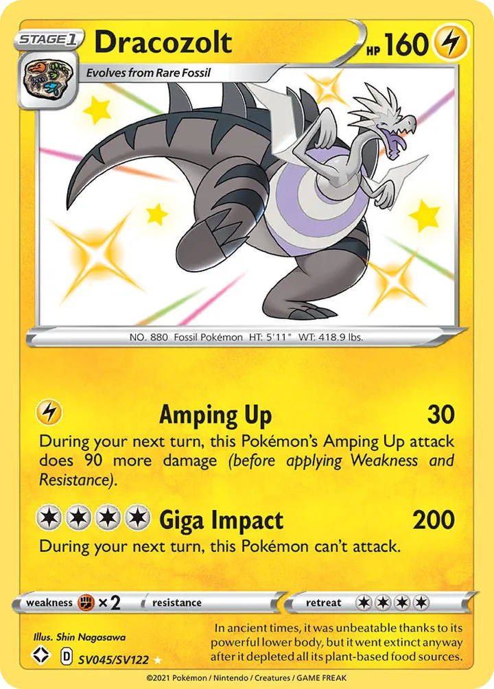 Shining Fates 영어판 Dracozolt SV045 카드 앞면