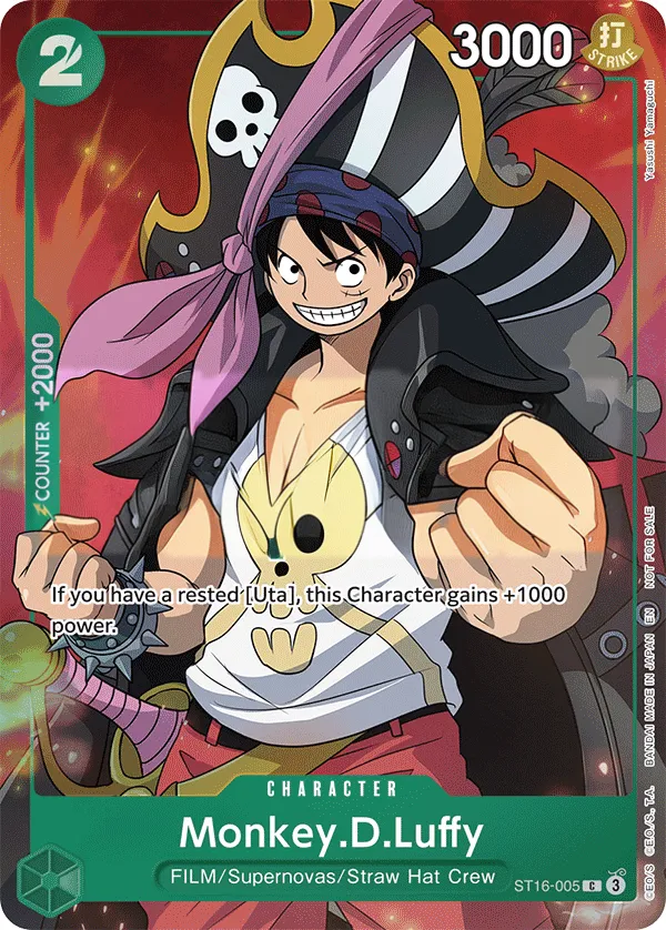GREEN Uta 영어판 Monkey.D.Luffy ST16-005 카드 앞면