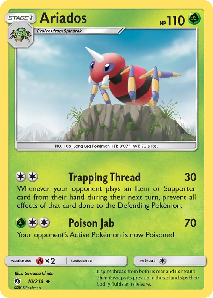 Front of Ariados 10, Sun & Moon—Lost Thunder English