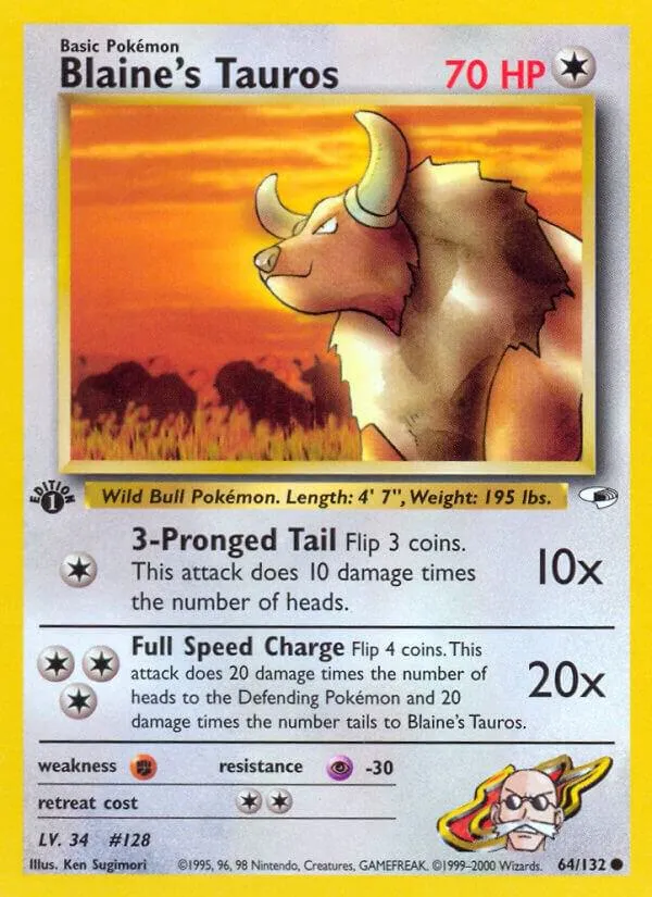 Gym Heroes 英語版 Blaine's Tauros 64 カード表面