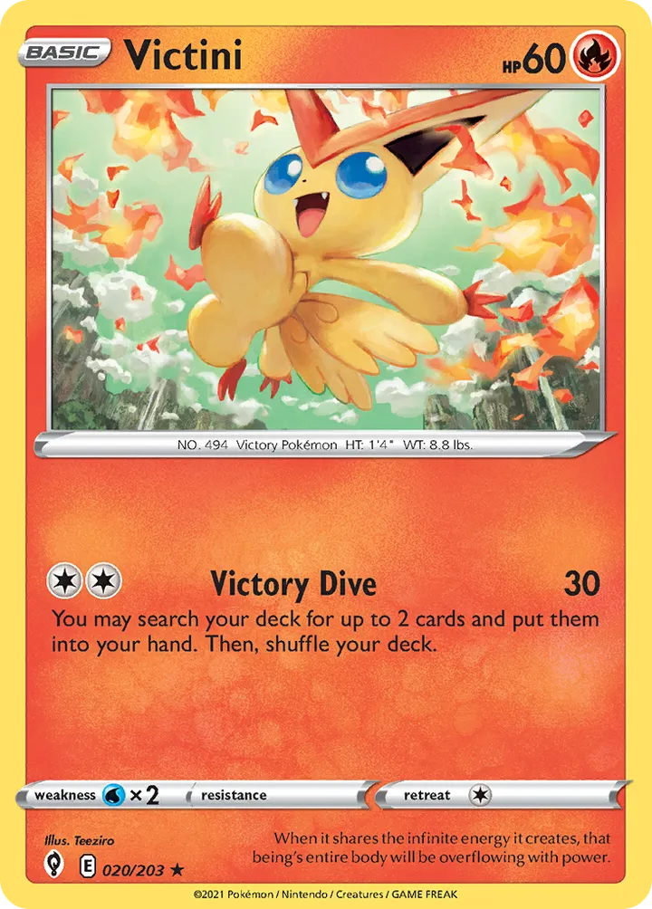 Sword & Shield—Evolving Skies 영어판 Victini 20 카드 앞면