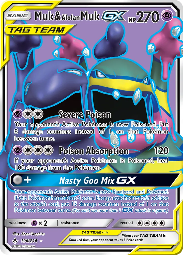 Sun & Moon—Unbroken Bonds 英語版 Muk & Alolan Muk-GX 196 カード表面