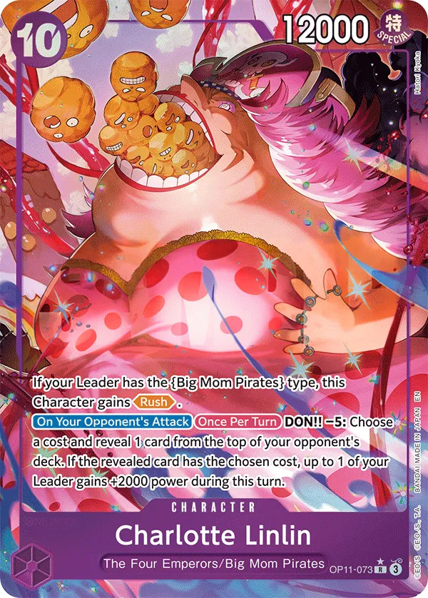 A Fist of Divine Speed 영어판 Charlotte Linlin OP11-073 · 패럴렐 카드 앞면