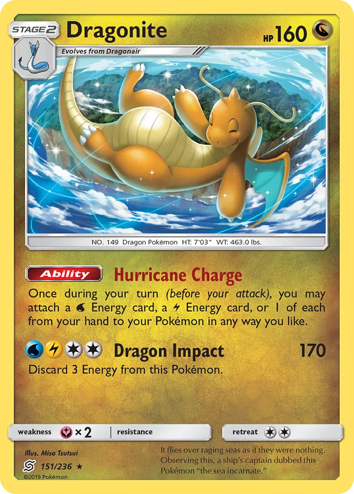 Sun & Moon—Unified Minds 英語版 Dragonite 151 カード表面