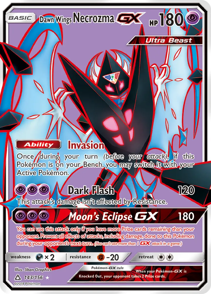 Sun & Moon—Ultra Prism 영어판 Dawn Wings Necrozma-GX 143 카드 앞면