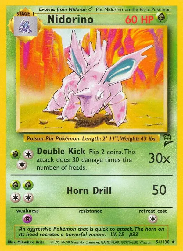 Base Set 2 영어판 Nidorino 54 카드 앞면