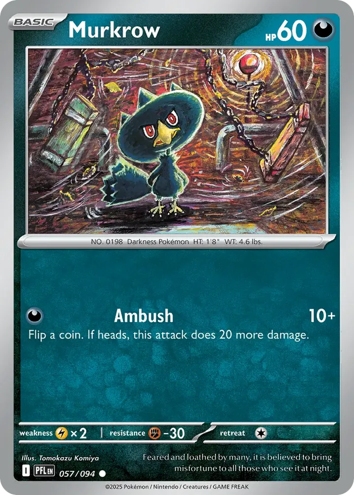 Mega Evolution—Phantasmal Flames 英語版 Murkrow 57 カード表面