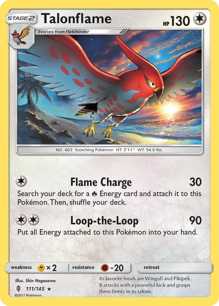 Sun & Moon—Guardians Rising 영어판 Talonflame 111 카드 앞면