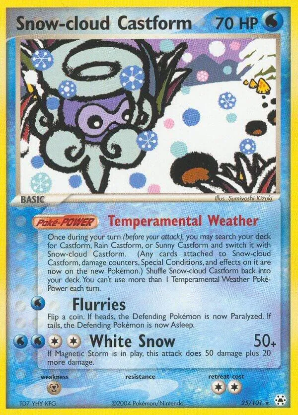 EX Hidden Legends 영어판 Snow-cloud Castform 25 카드 앞면