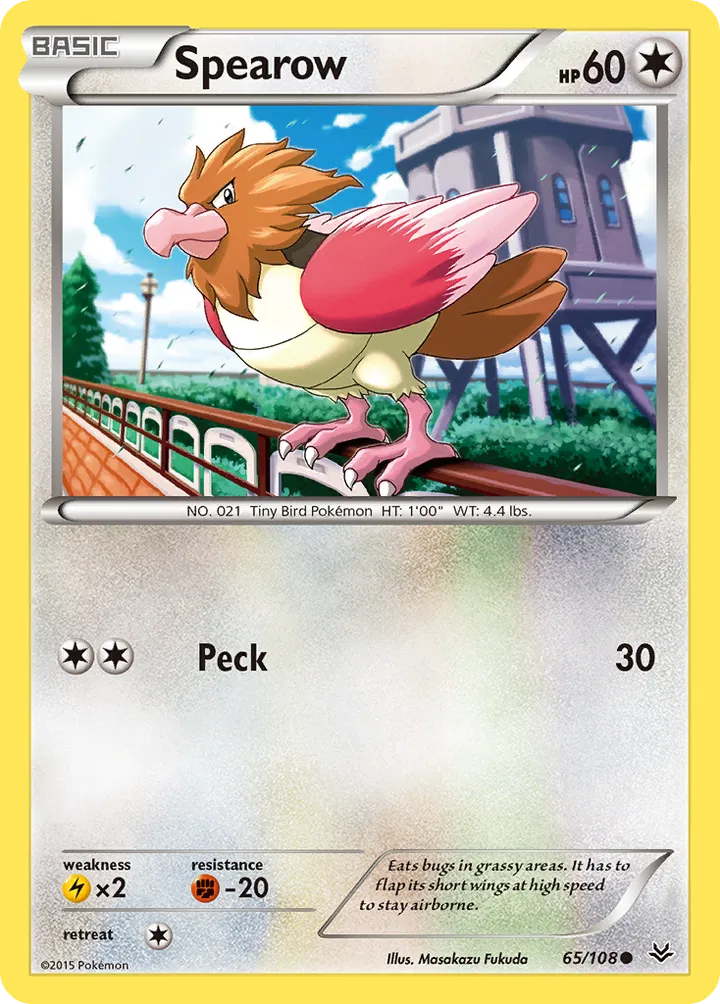XY—Roaring Skies 영어판 Spearow 65 카드 앞면