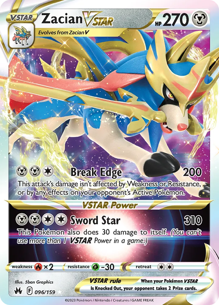 Crown Zenith 영어판 Zacian VSTAR 96 카드 앞면