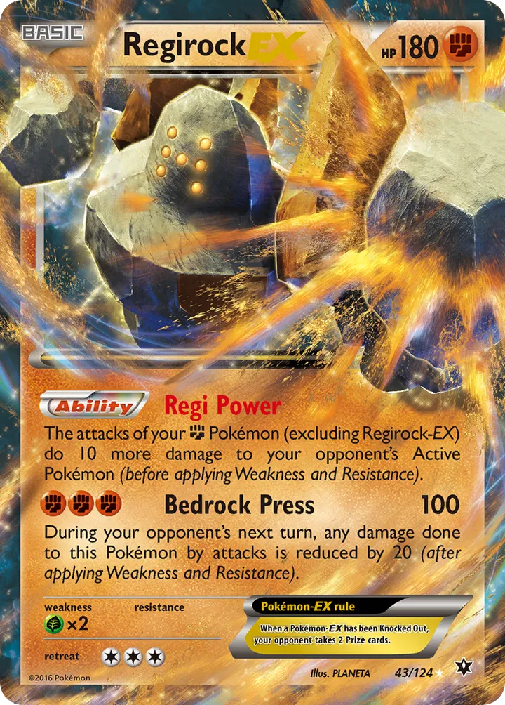 XY—Fates Collide 英語版 Regirock-EX 43 カード表面