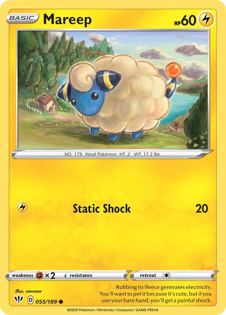 Sword & Shield—Darkness Ablaze 영어판 Mareep 55 카드 앞면