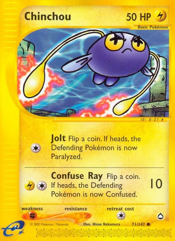 Aquapolis 英語版 Chinchou 71 カード表面