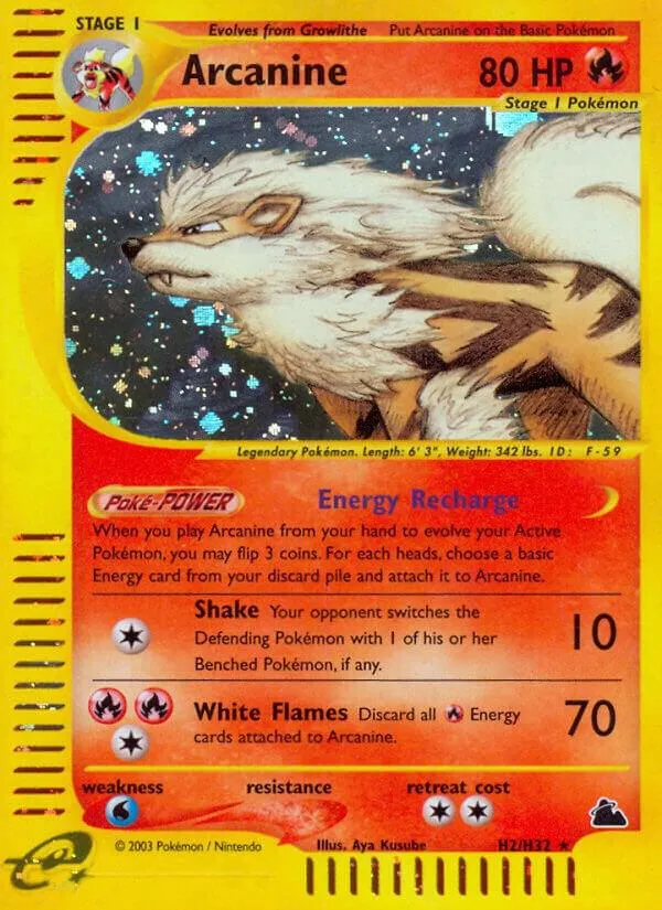 Skyridge 영어판 Arcanine H2 카드 앞면