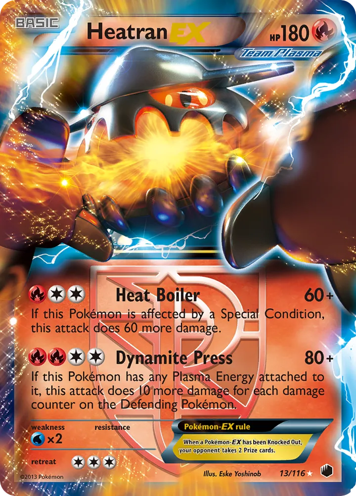 Black & White—Plasma Freeze 영어판 Heatran-EX 13 카드 앞면