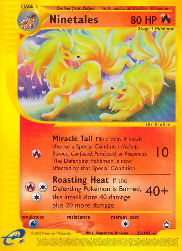 Aquapolis 영어판 Ninetales 25 카드 앞면