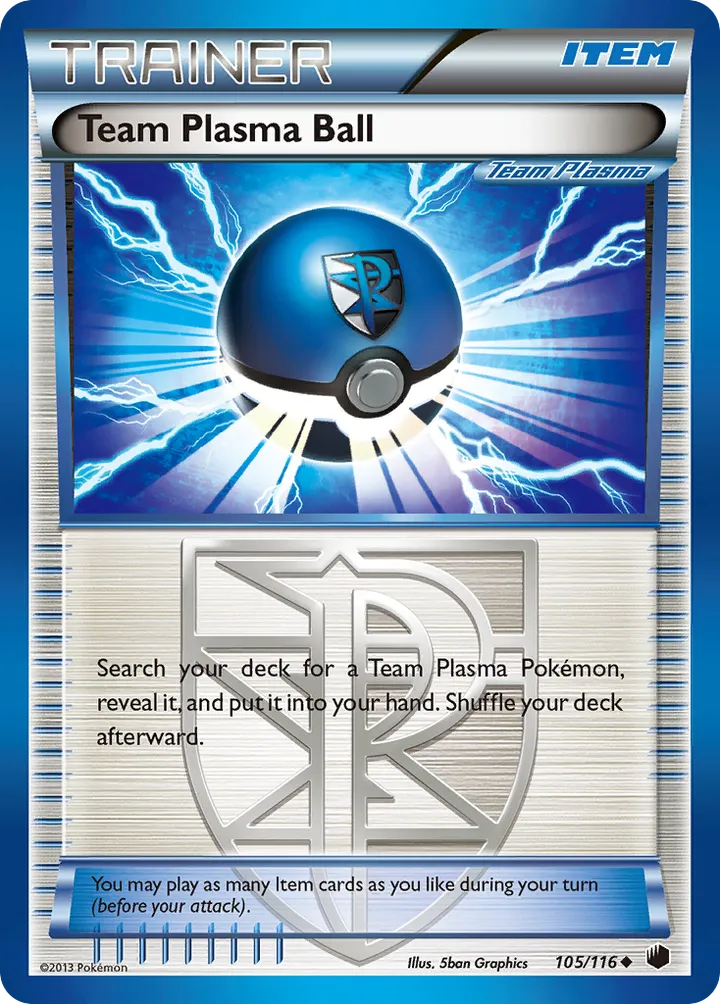 Black & White—Plasma Freeze 영어판 Team Plasma Ball 105 카드 앞면