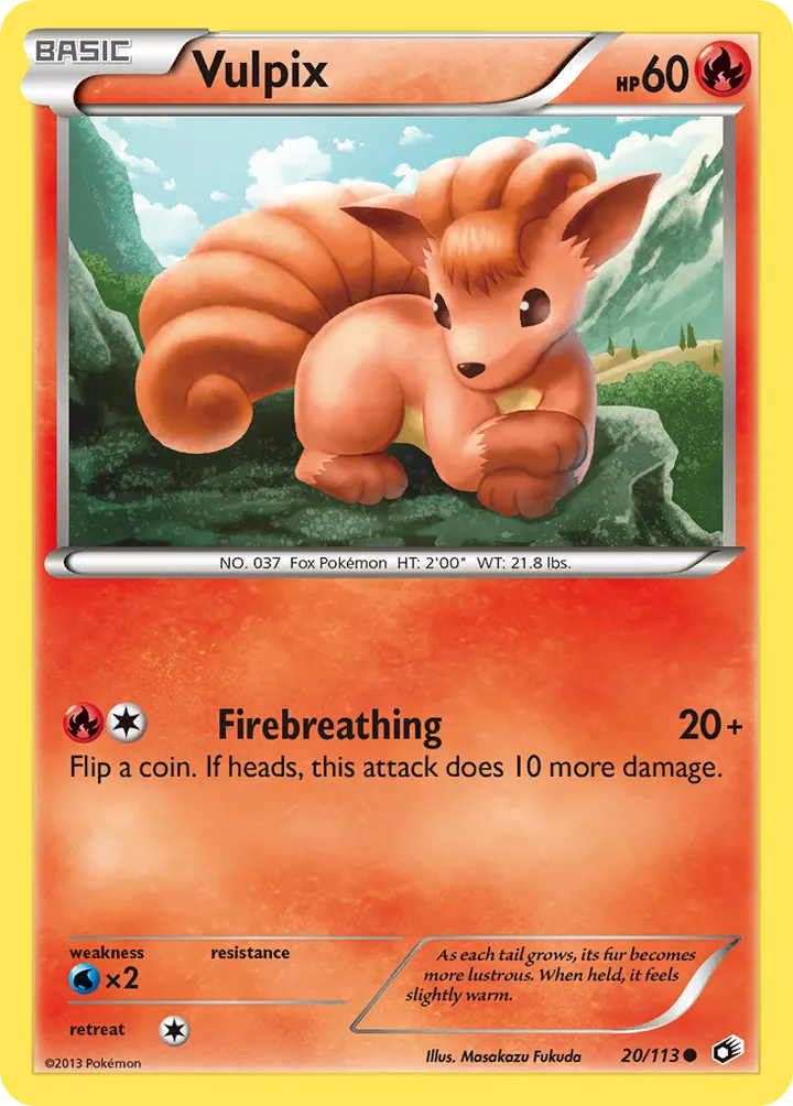 Black & White—Legendary Treasures 英語版 Vulpix 20 カード表面